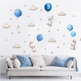 Naklejki na ścianę - Królik z balonami