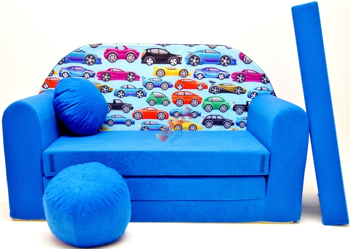 Sofa dla dzieci Samochody niebieska Sofy Babymeble.pl