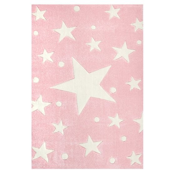 Dziecięcy dywan STARS różowo-biały