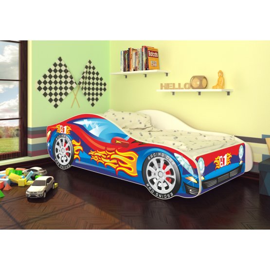Łóżko Ourbaby Czerwono-niebieskie auto + materac gratis 