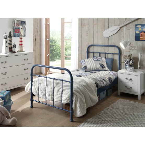Metalowe łóżko dla dziecka New York niebieskie