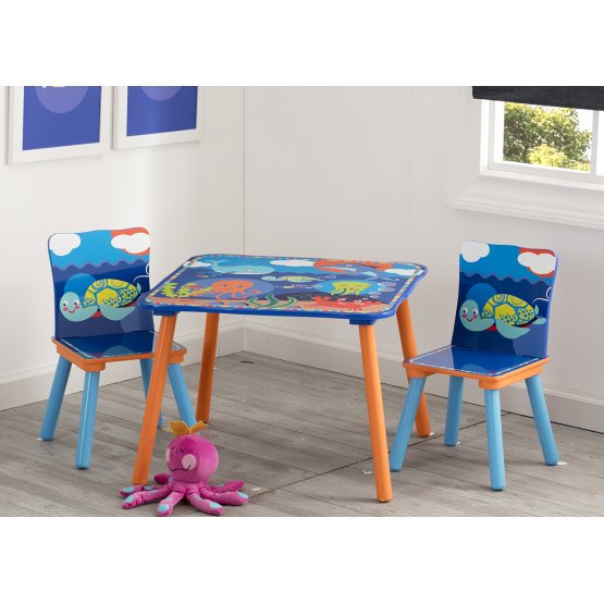 Dziecięcy stół z krzesełkami z motywem oceanu