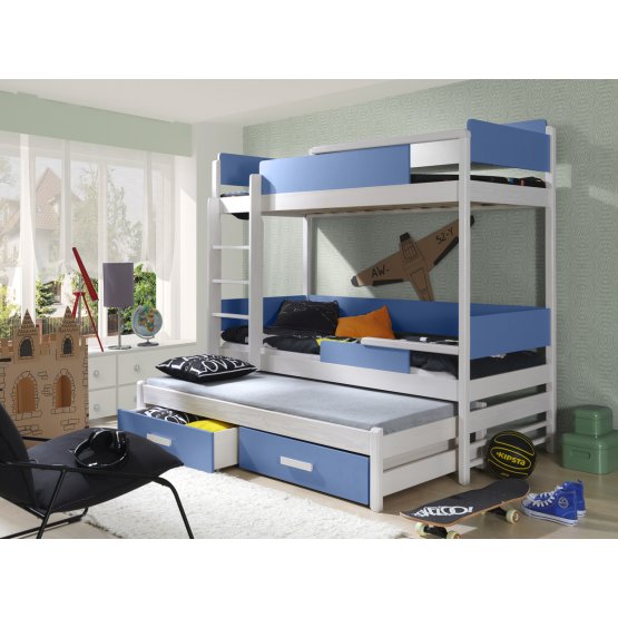 Ourbaby kondygnacja łóżko z łóżko Quatro niebieska