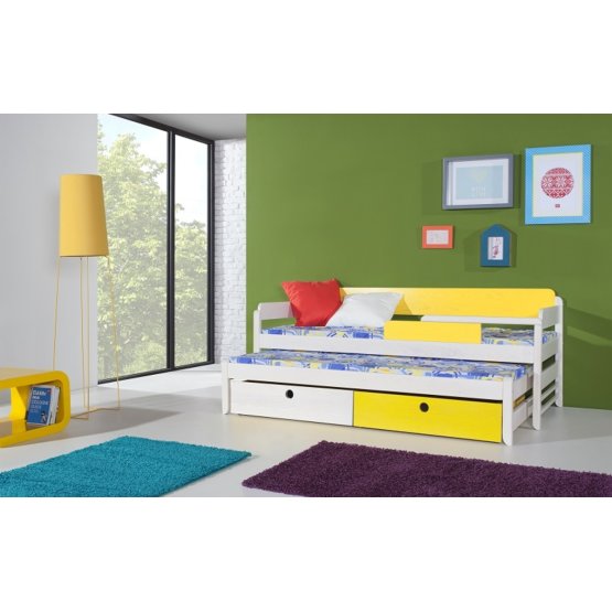 Dziecięca łóżko z łóżko Natu I - biało-żółty