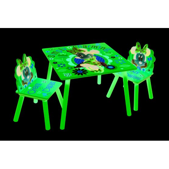 Dziecięcy stół z krzesłami Minnie IV - różowy