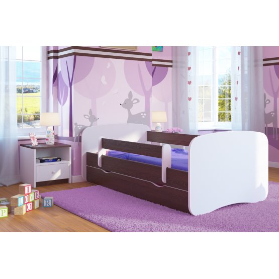 Łóżko dla dziecka z barierką Ourbaby - wenge-białe