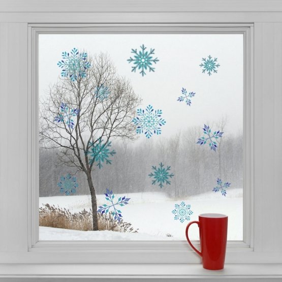 Świąteczna dekoracja na okno Płatki śniegu