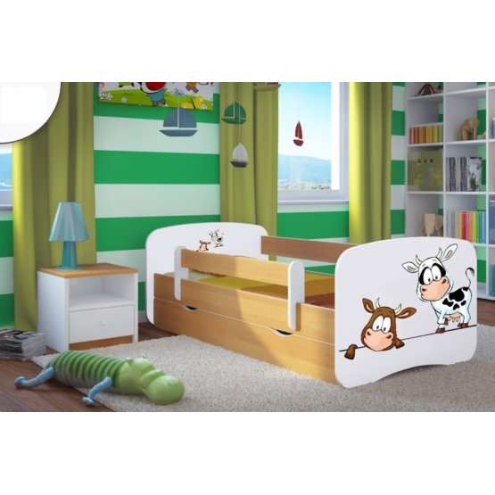 Łóżko dla dziecka z barierką Ourbaby - Krówki - buk