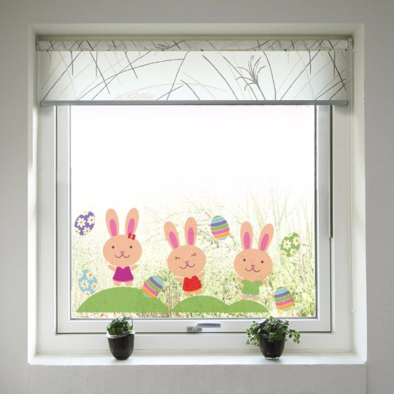 Naklejki na okno - Wielkanocne zajączki i jajka