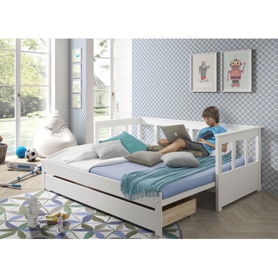 Dziecięca rozkładana łóżko z z powrotem Pino - biała