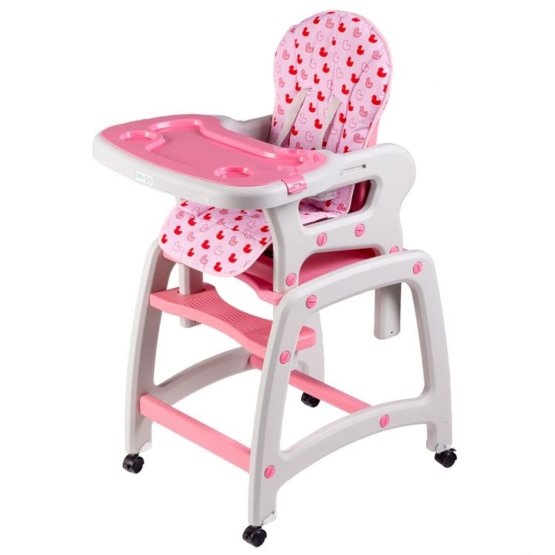 Dziecięca do jedzenia krzesło 2v1 - różowa
