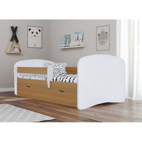 Łóżko dla dziecka z barierką Ourbaby - bukowo-białe