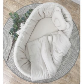 Łóżko wiklinowe z wyposażeniem dla dziecka - beżowe, Ourbaby