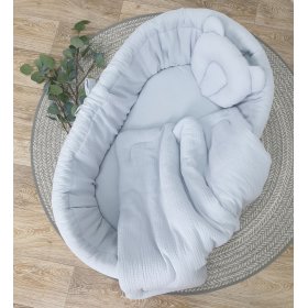 Łóżko wiklinowe z wyposażeniem dla dziecka - szare, Ourbaby®