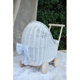 Wiklinowy wózek dla lalek - biały, Ourbaby®