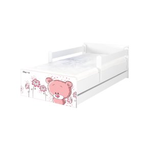 Łóżko dziecięce MAX Różowy Miś 160x80 cm - białe, BabyBoo