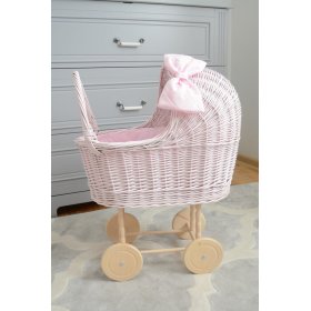 Wysoki wiklinowy wózek dla lalek - różowy, Ourbaby®