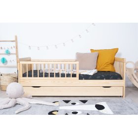 Łóżko dziecięce z barierką TEDDY - naturalne, Ourbaby®